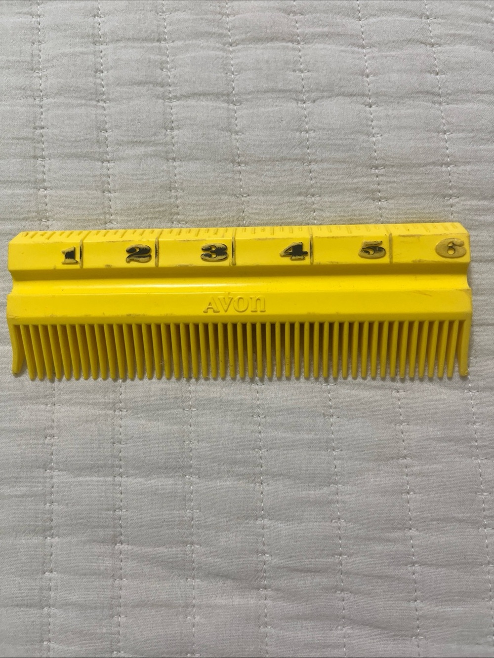 Vintage Avon Yellow Child’s Comb Two Sided Ruler Alphabet
